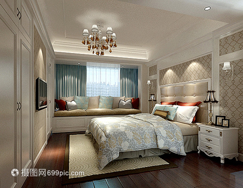 簡(jiǎn)歐臥室室內(nèi)裝修效果圖賞析 打造優(yōu)雅舒適的住宅室內(nèi)裝飾裝修典范